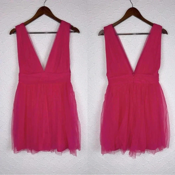NWOT‎ Lulus Heavenly Hues Hot Pink Tulle Sleeveless Mini Dress - Picture 5 of 8